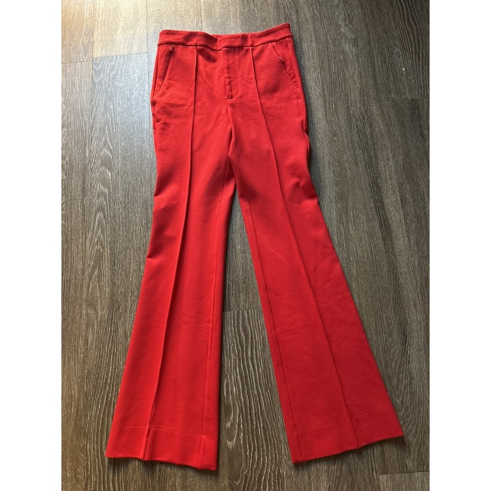 Anthropologie The Essential Trouser Womens 4 Red Ponte Knit Flare Leg